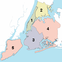 Carte des arrondissements de New York Carte des arrondissements de New York